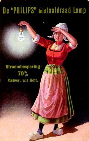 Reclamebriefkaart voor metaaldraadlampen, ca. 1910 Reclamebriefkaart voor metaaldraadlampen, ca. 1910