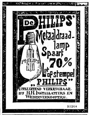 Een van de eerste advertenties, 1908 Een van de eerste advertenties, 1908