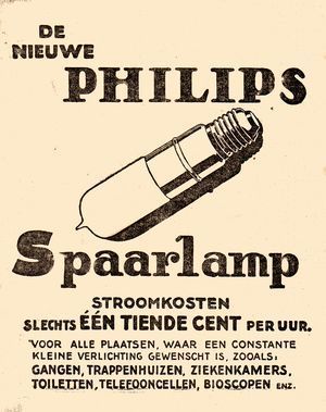 Advertentie voor spaarlampen, 1922 Advertentie voor spaarlampen, 1922