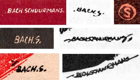 Zeven verschillende signaturen van Schuurmans Signaturen Schuurmans